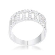 Rey 0.5ct CZ Rhodium Contemporary Band Ring